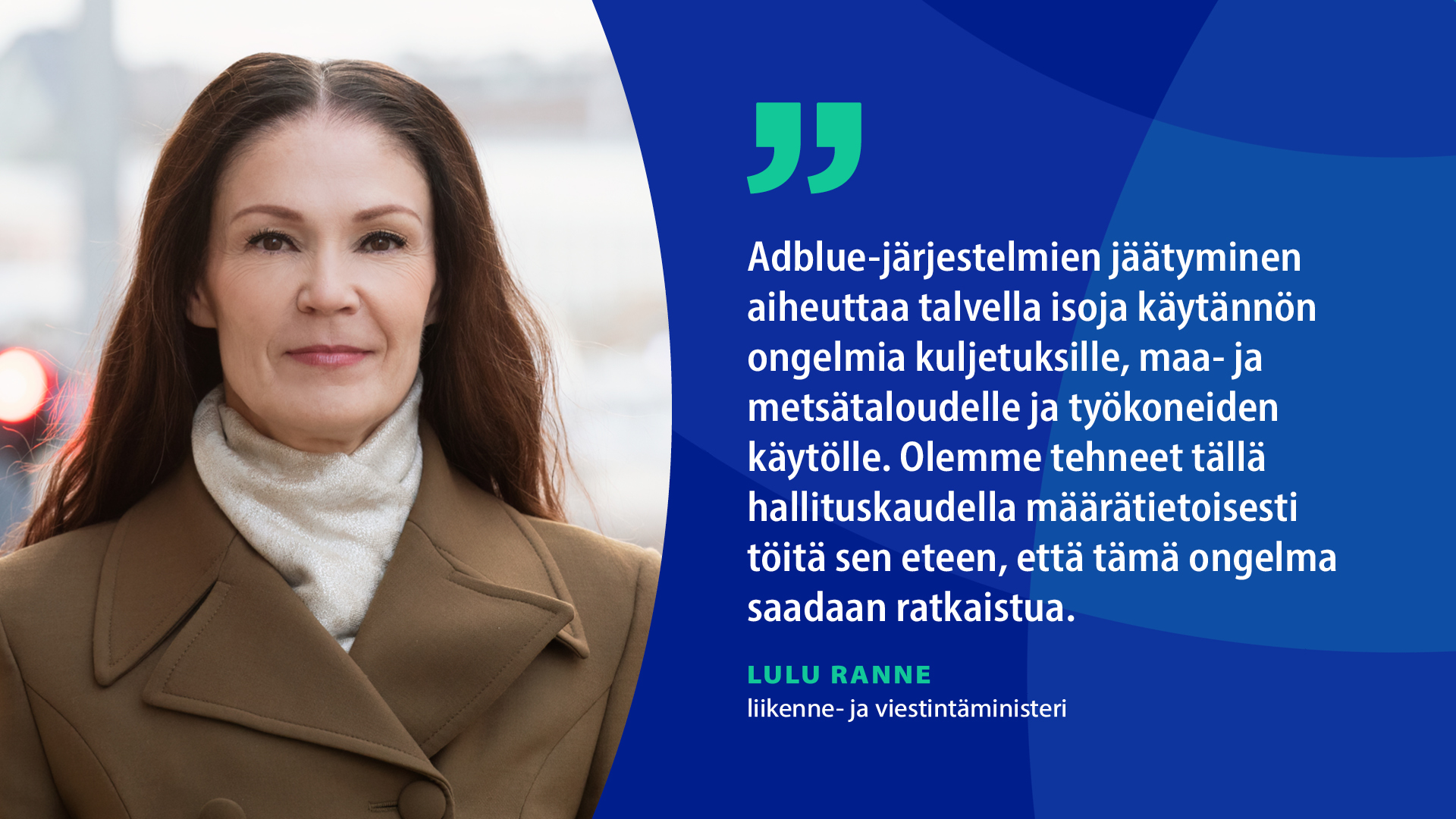 Liikenne- ja viestintäministeri Lulu Ranne. (Kuva: Katri Lehtola, Keksi / LVM)