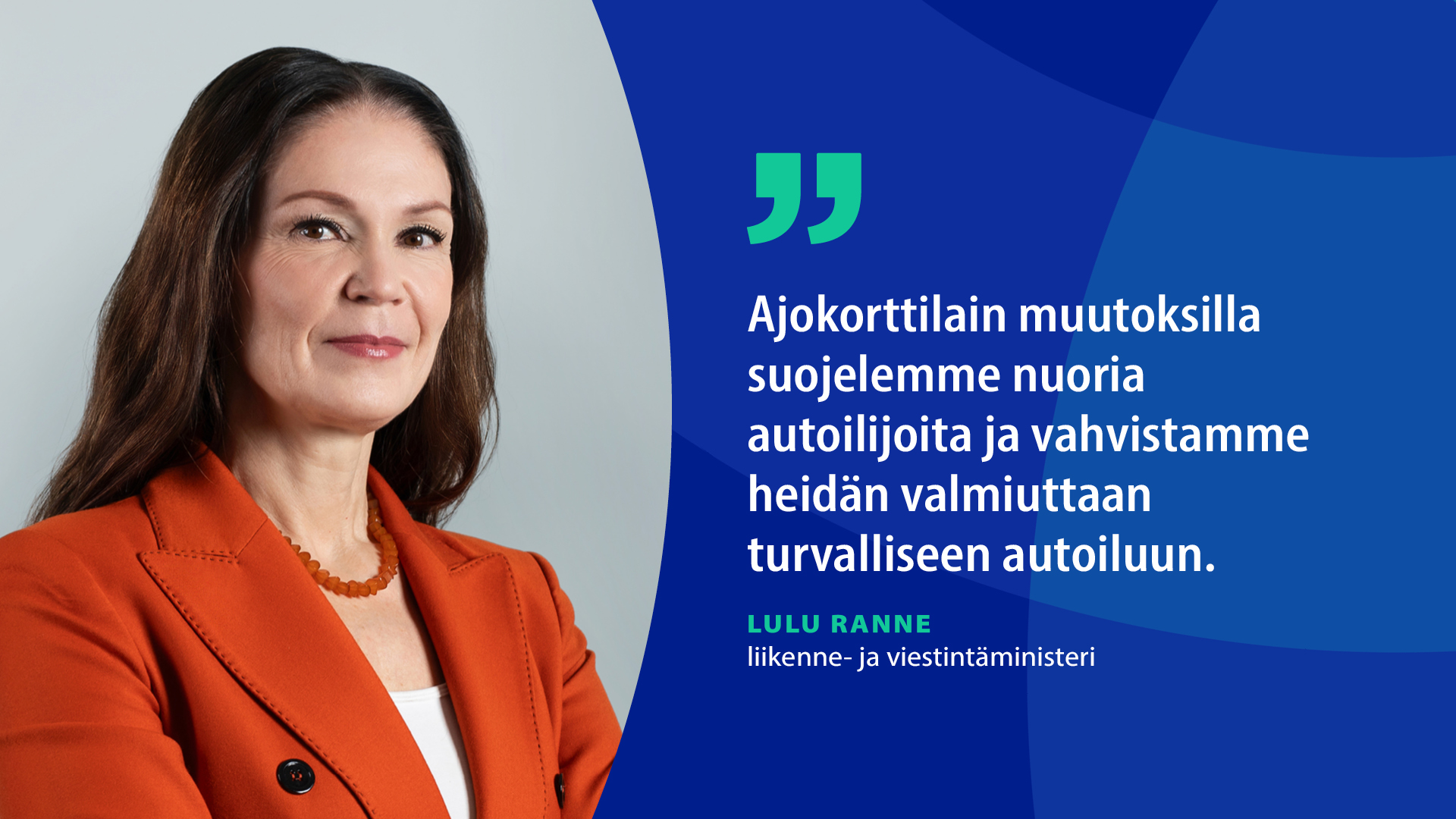 Liikenne- ja viestintäministeri Lulu Ranne. (Kuva: Katri Lehtola, Keksi/LVM)
