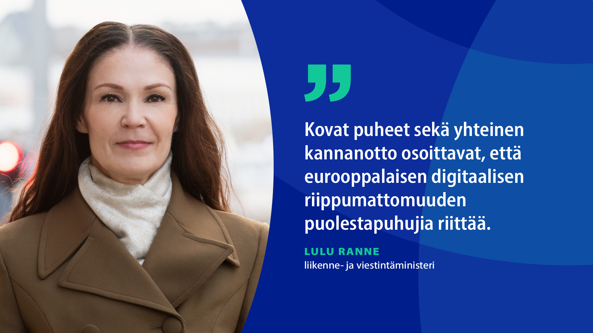 Liikenne- ja viestintäministeri Lulu Ranne. (Kuva: Katri Lehtola, Keksi / LVM)