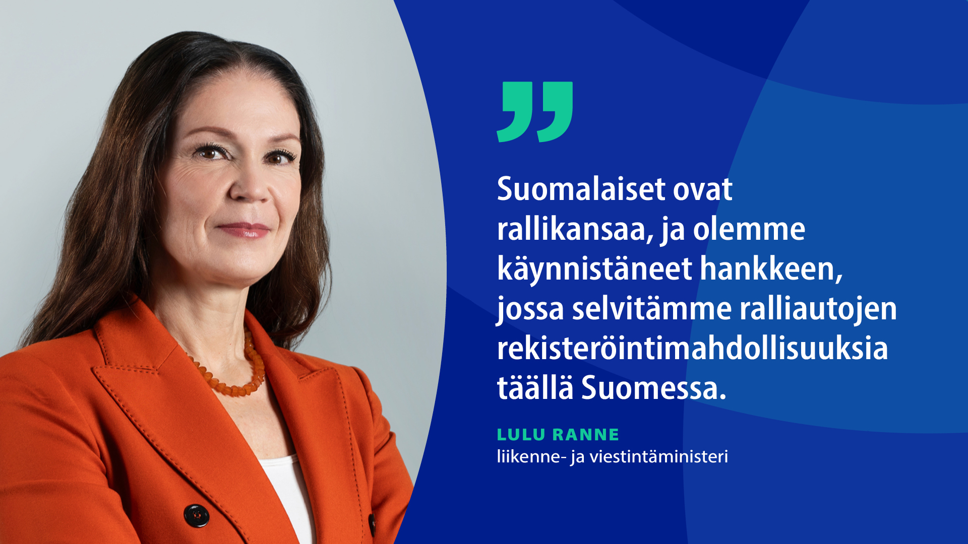 Liikenne- ja viestintäministeri Lulu Ranne. (Kuva: Katri Lehtola, Keksi/LVM)