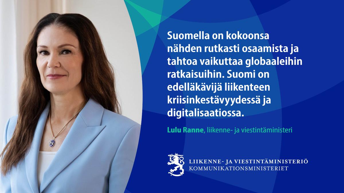 Liikenne- ja viestintäministeri Lulu Ranne.