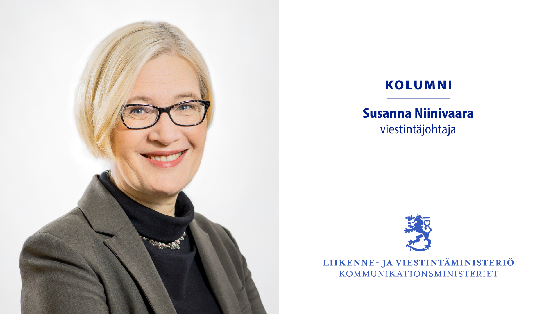 Viestintäjohtaja Susanna Niinivaara. (Kuva: Suvi-Tuuli Kankaanpää, Keksi/LVM)