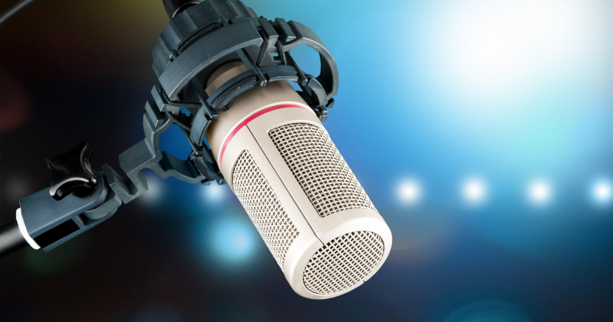 A microphone and blue light (Photo: Shutterstock)
