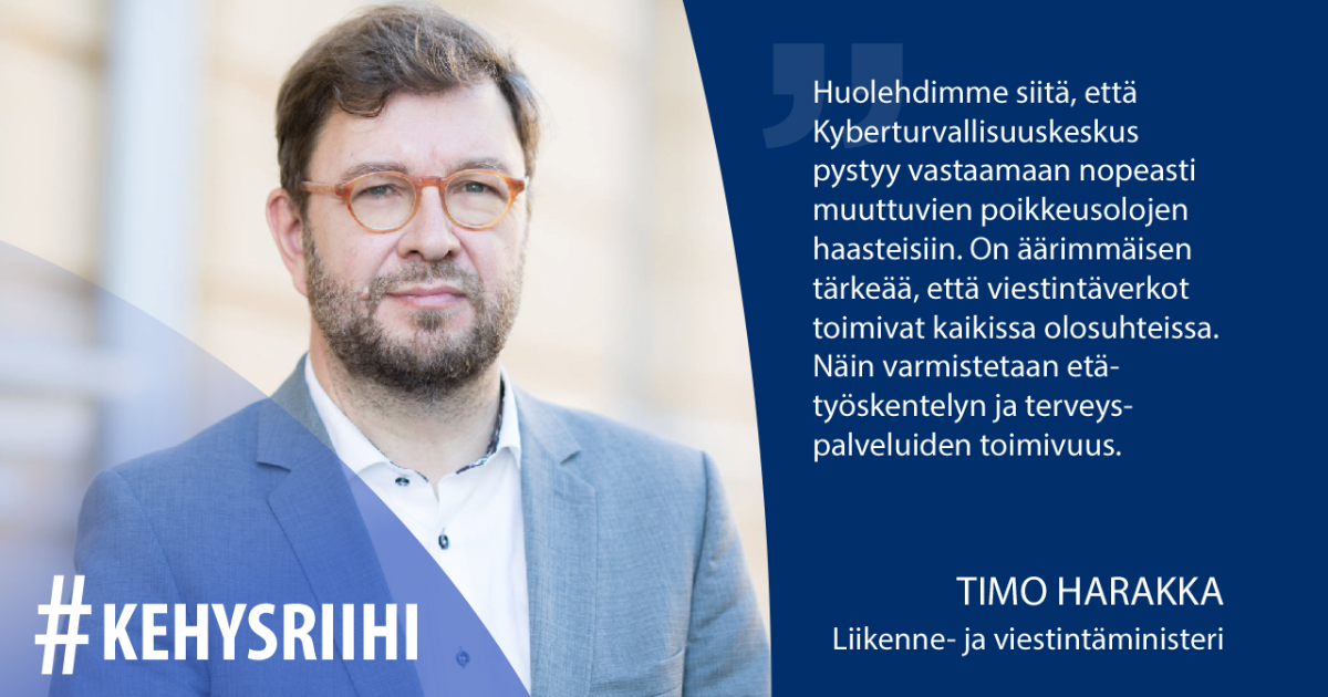 Liikenne- ja viestintäministeri Timo Harakka (Kuva: LVM, VNK/Laura Kotila)