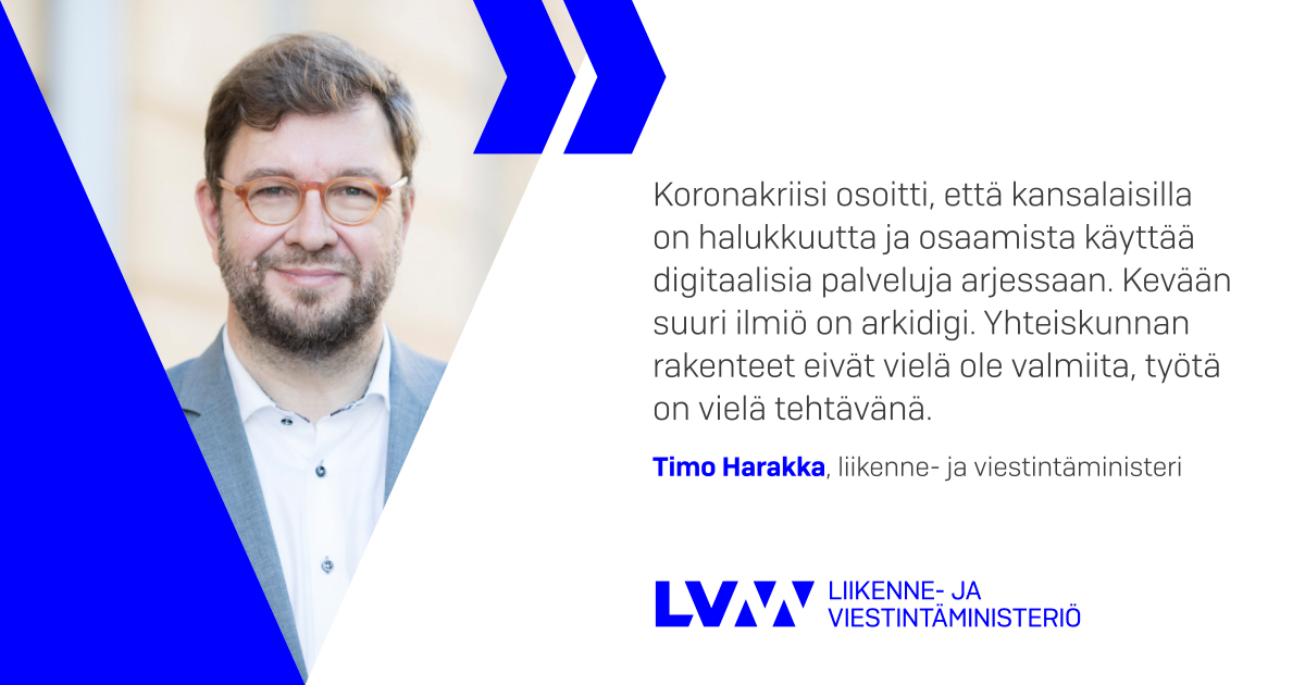 Kommunikationsminister Timo Harakka (Bild: KM, Statsrådet/Laura Kotilanen)