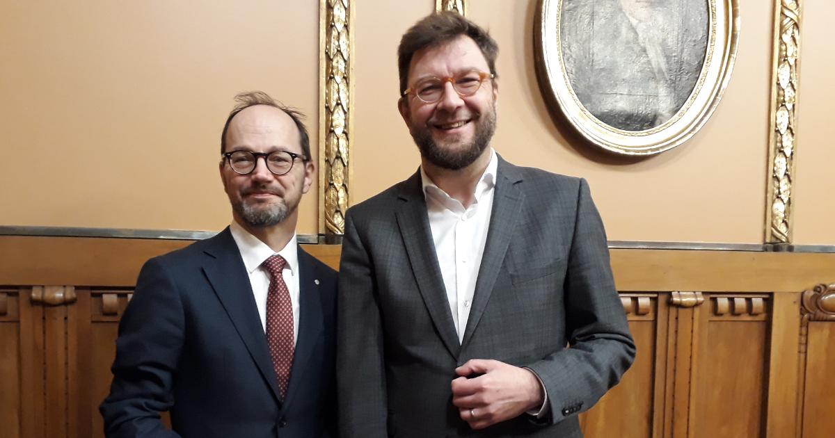 Ruotsin infrastruktuuriministeri Tomas Eneroth & liikenne- ja viestintäministeri Timo Harakka (Kuva: LVM)