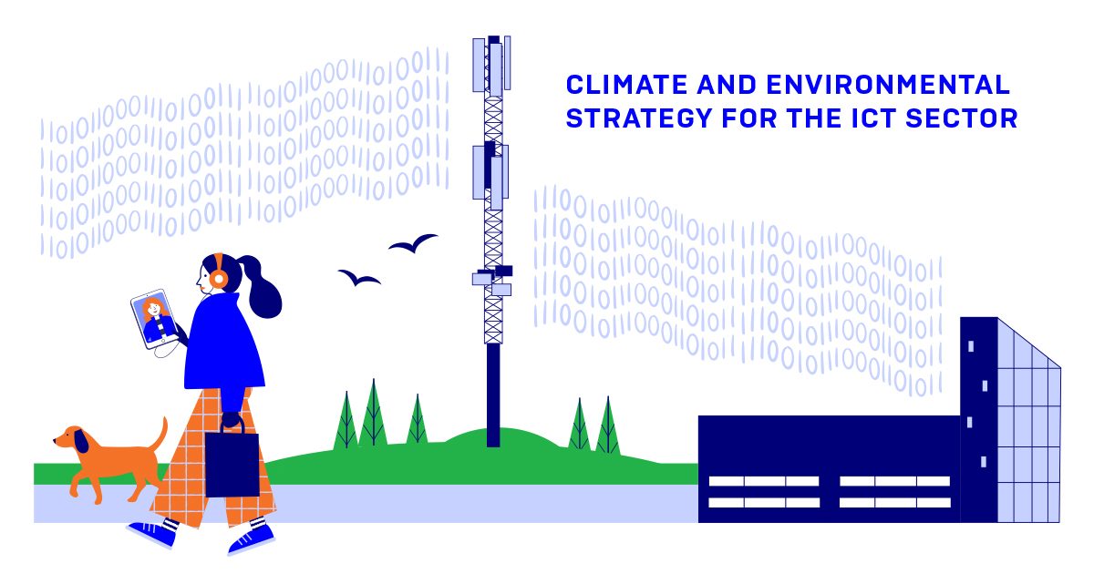 Climate and environmental strategy for the ICT sector. (Illustration: Kati Närhi and Ministry of Transport and Communications)