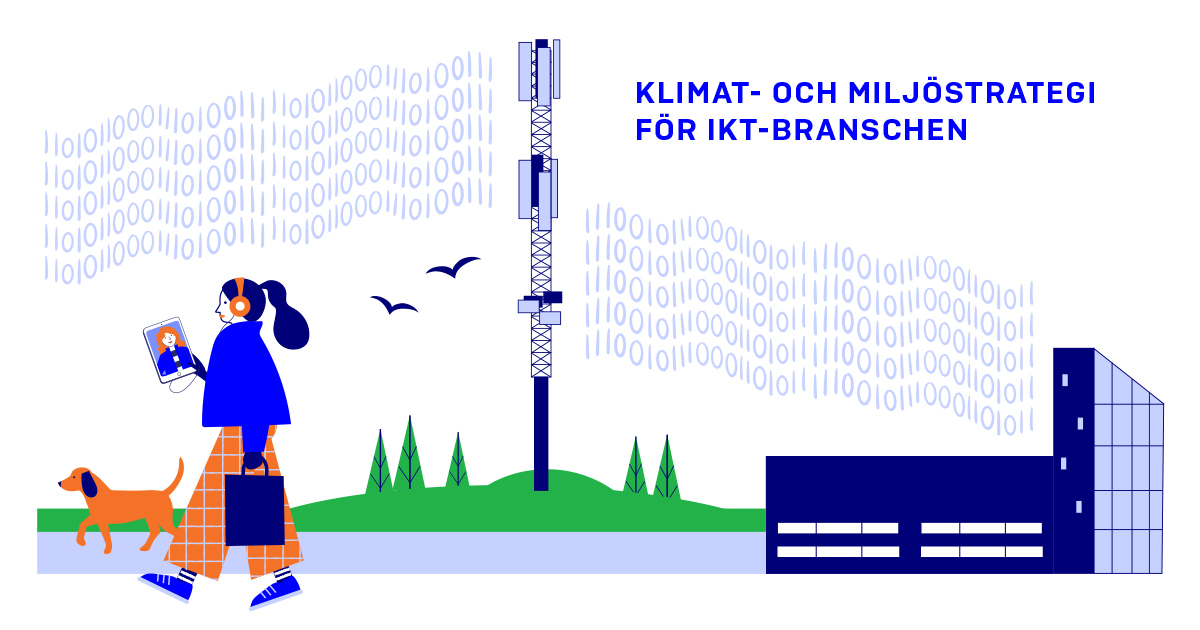 Klimat- och miljöstrategi för IKT-branschen. (Illustrering: Kati Närhi och KM)