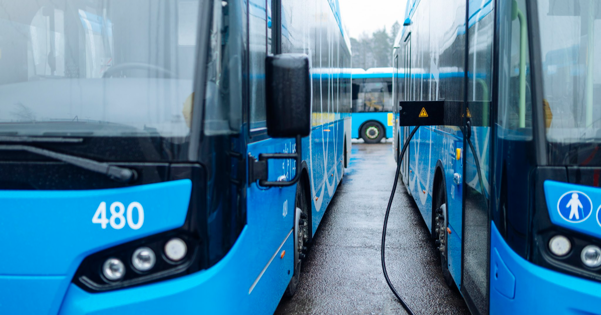 Picture: Electric buses charging (Picture: Mika Pakarinen / Keksi Agency)