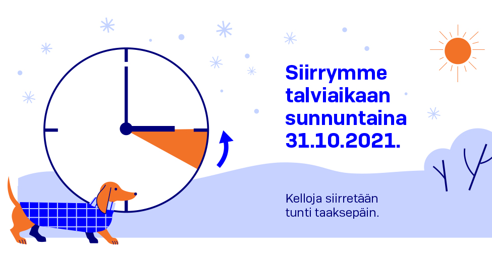 Siirrymme talviaikaan sunnuntaina 31.10.2021 (kuva: LVM).