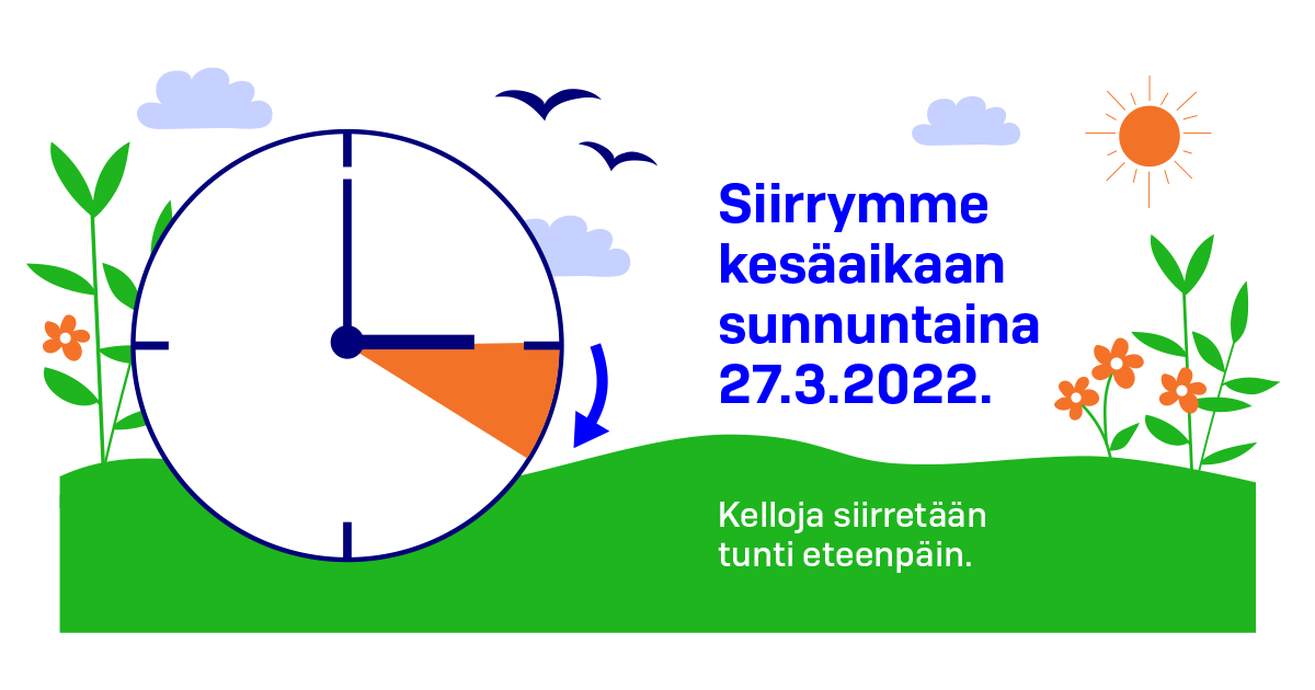 Siirrymme kesäaikaan sunnuntaina 27.3.2022. (Kuva: LVM)