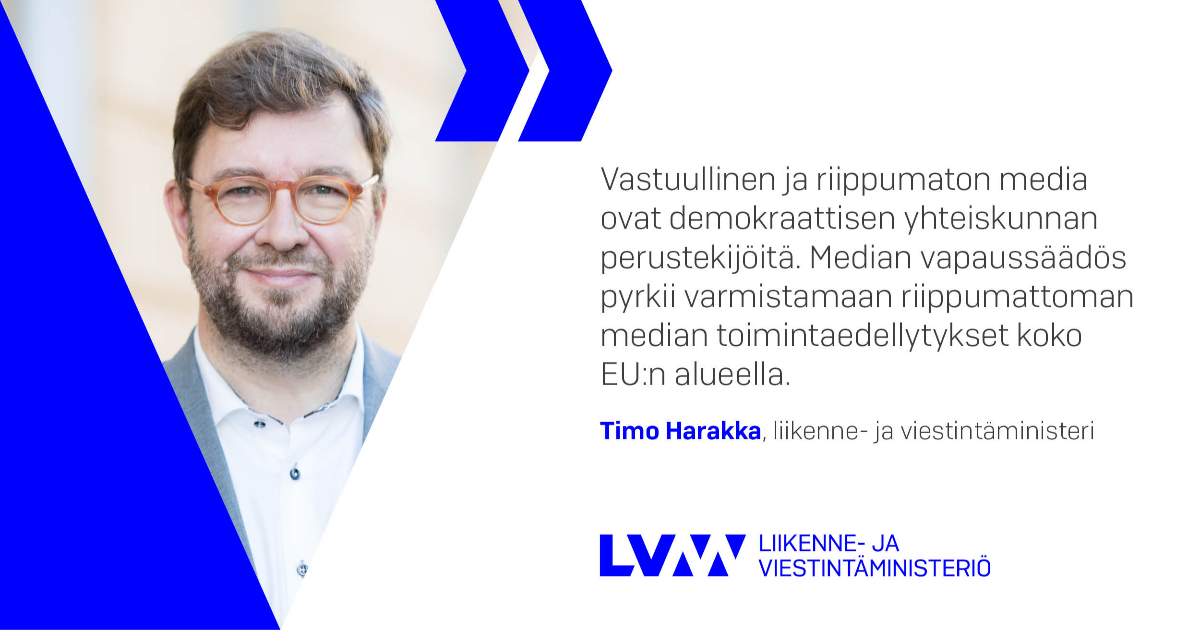 Liikenne- ja viestintäministeri Timo Harakka. (Kuva: Laura Kotila, VNK)