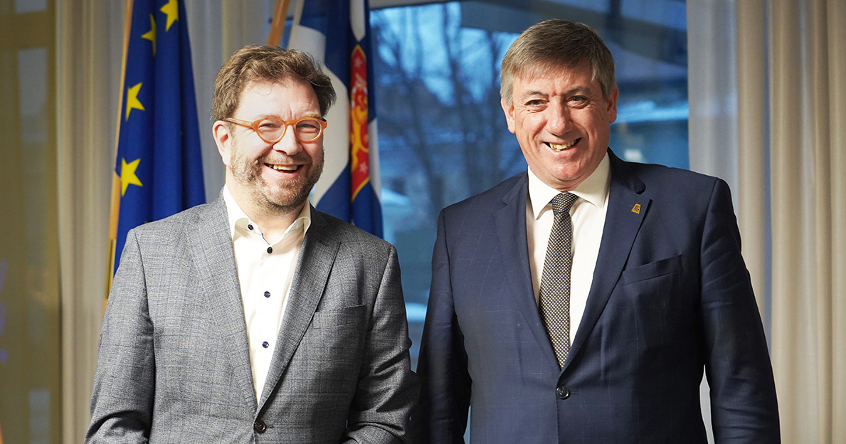 Minister of Transport and Communications Timo Harakka and Minister-President of Flanders Jan Jambon (Photo: Ministry of Transport and Communications)