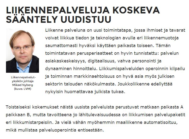 Impulssi-blogi, Liikennepalveluja koskeva sääntely uudistuu (Kuva: LVM)