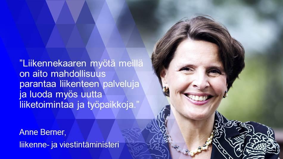 Ministeri Anne Berner (Photo: Ministry of Transport and Communications)