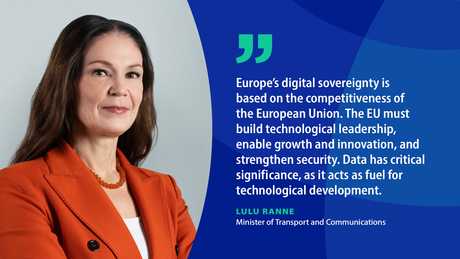 Minister of Transport and Communications Lulu Ranne (Photo: Katri Lehtola, Keksi))