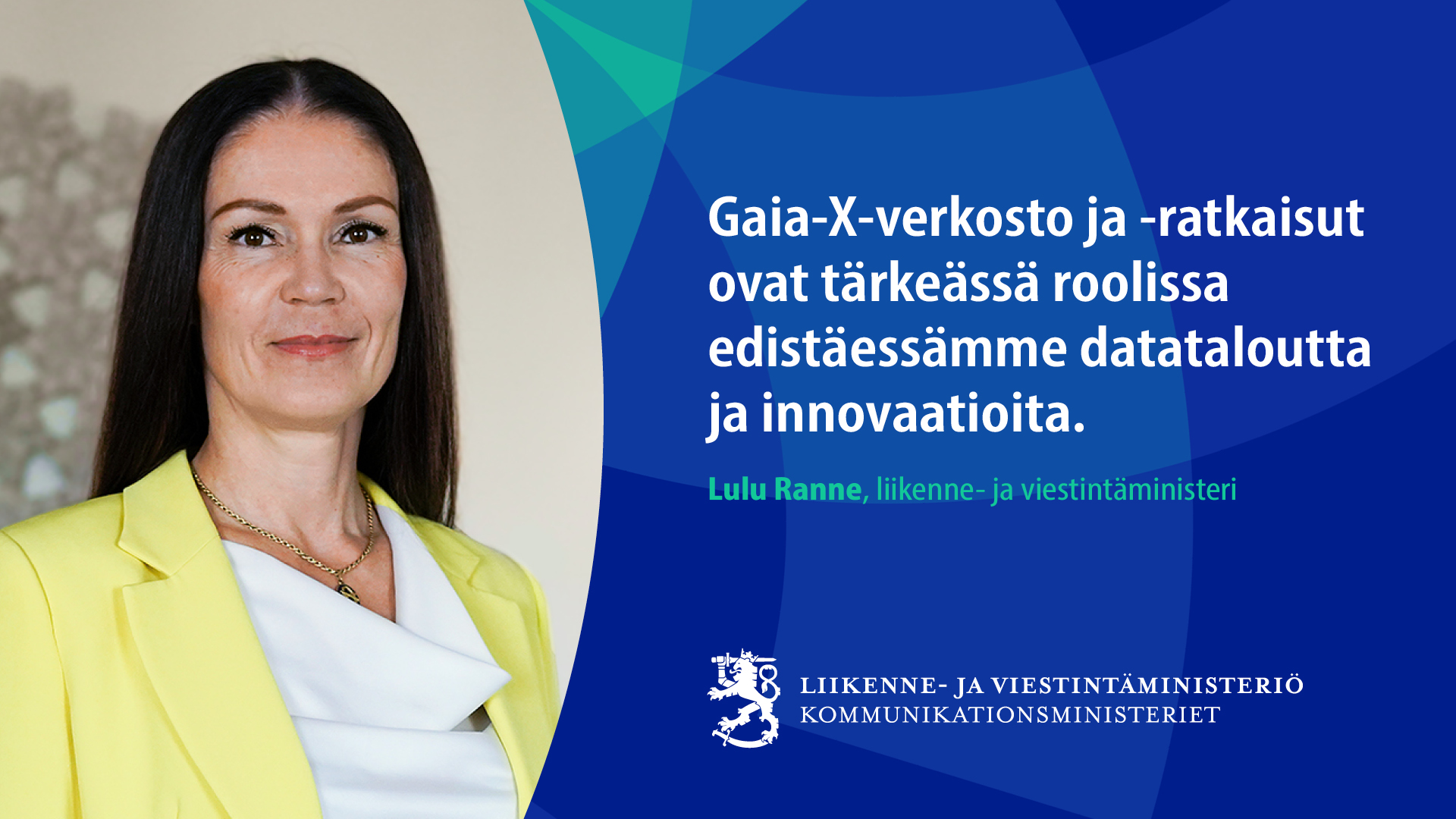 Liikenne- ja viestintäministeri Lulu Ranne. (Kuva: LVM)