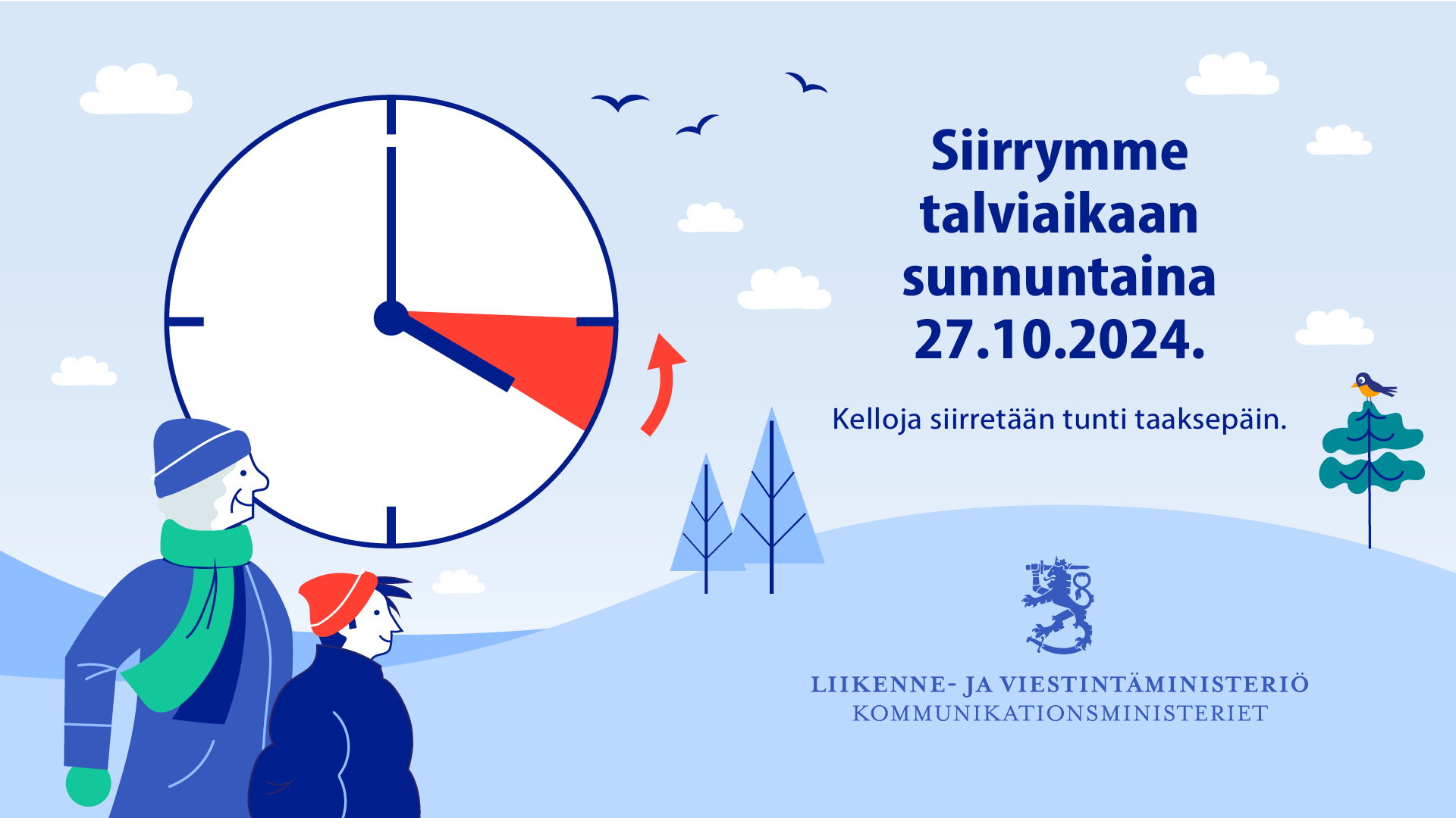 Siirrymme talviaikaan 27.10.2024. (Kuva: LVM)