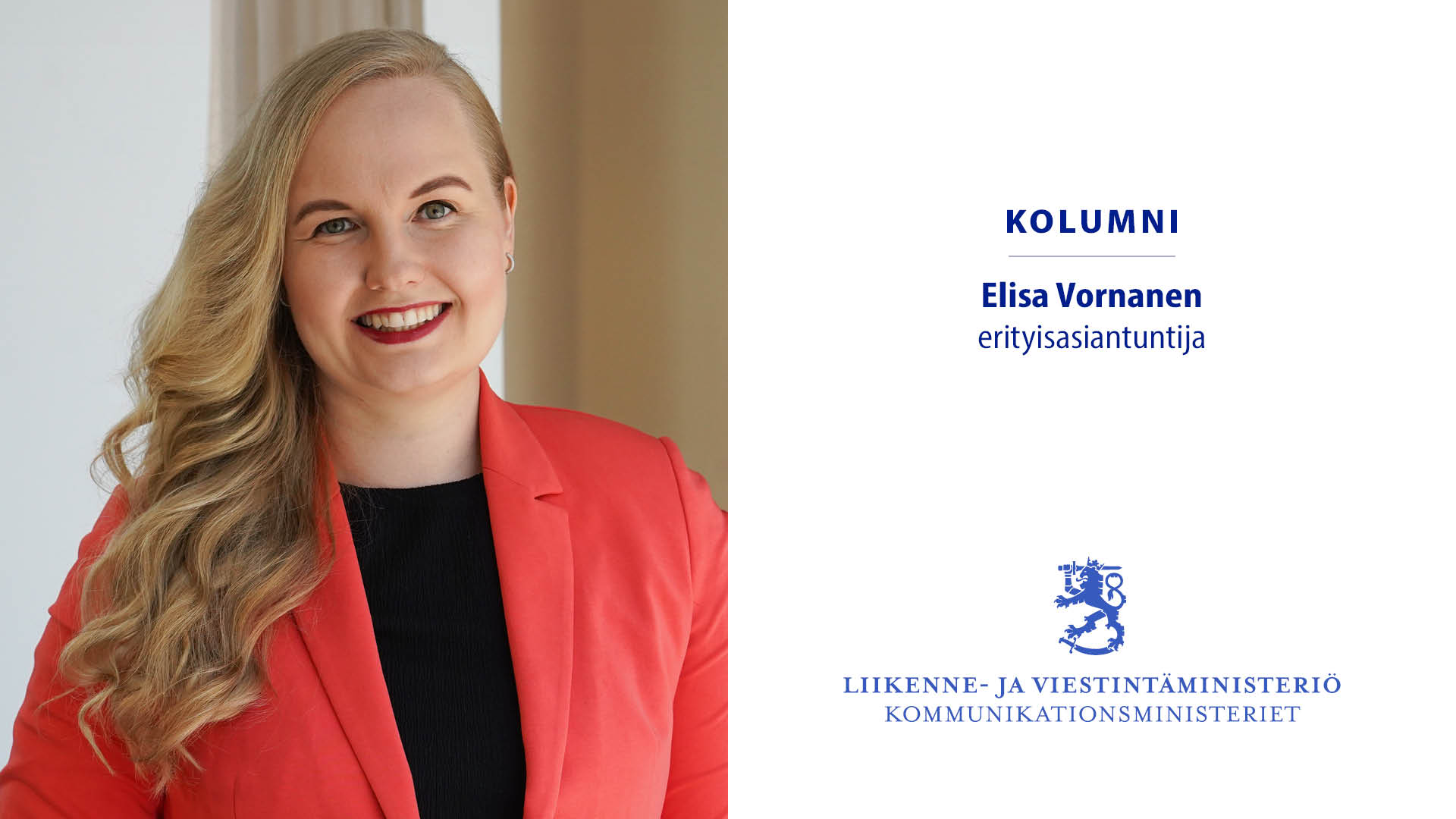 Erityisasiantuntija Elisa Vornanen (Kuva: LVM)