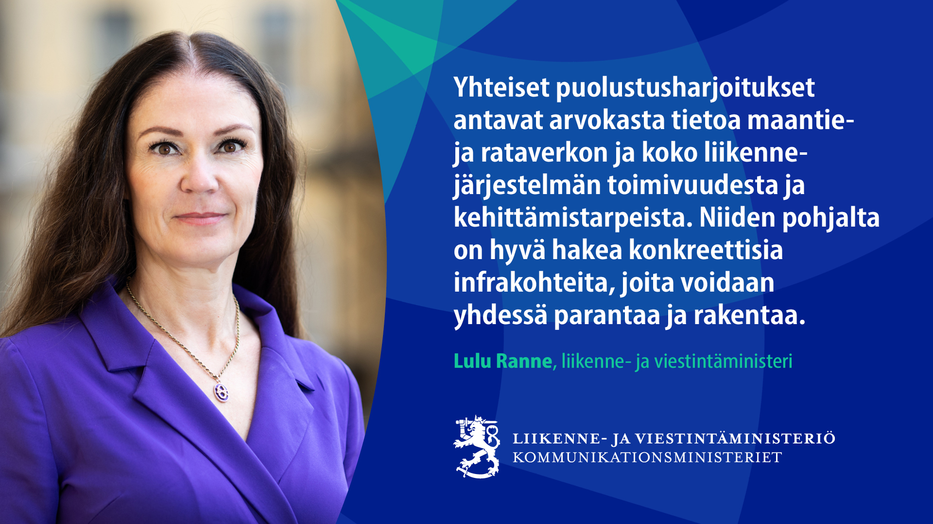 Liikenne- ja viestintäministeri Lulu Ranne (Kuva: Fanni Uusitalo/VNK)