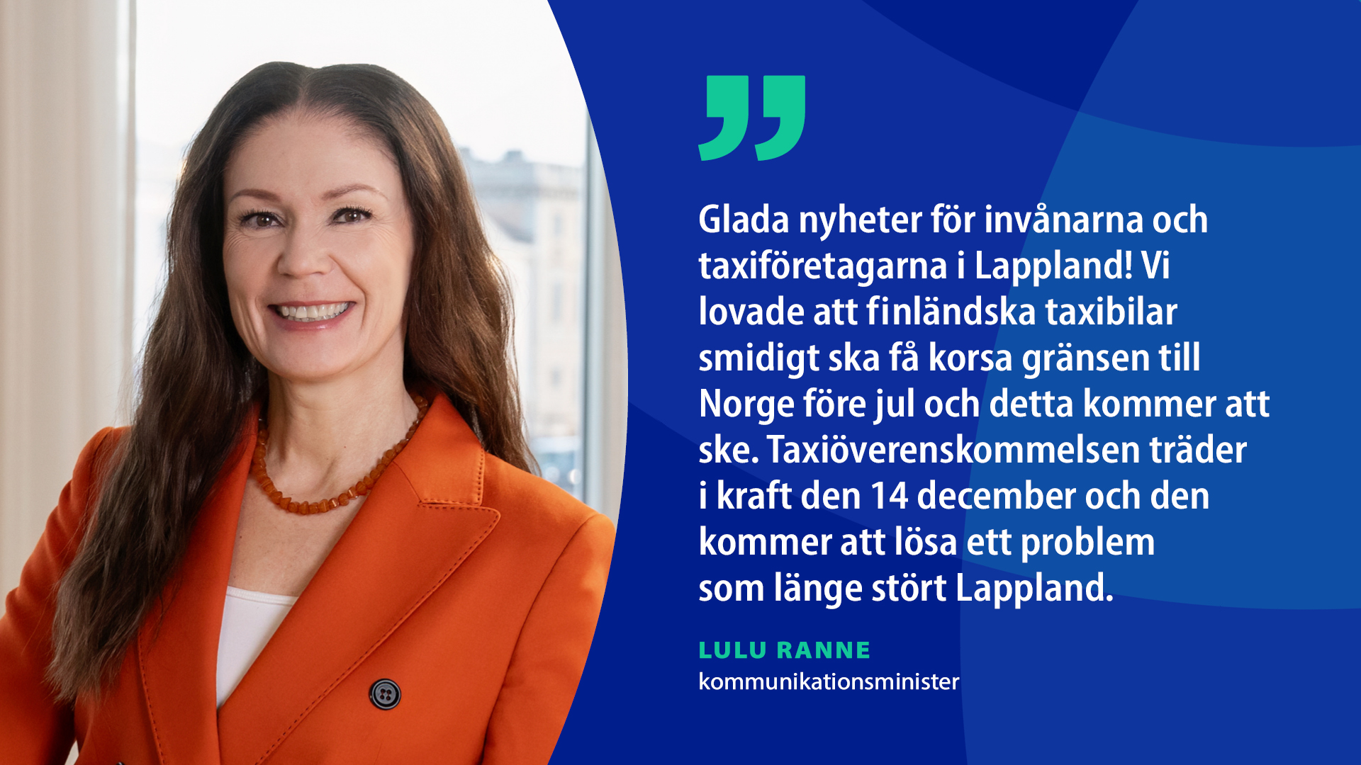Kommunikationsminister Lulu Ranne (Bild: Katri Lehtola, Keksi/LVM)