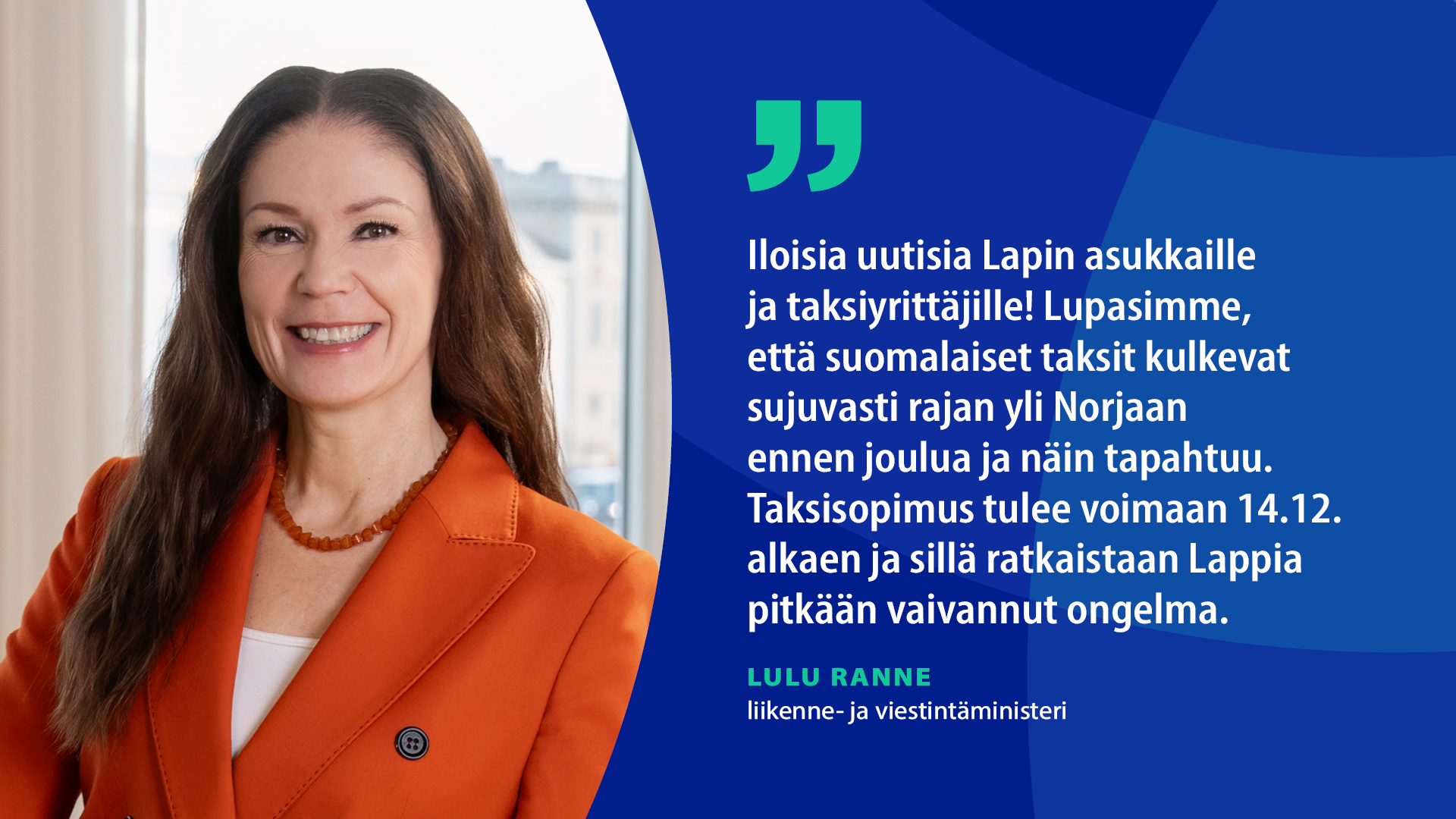 Liikenne- ja viestintäministeri Lulu Ranne (Kuva: Katri Lehtola, Keksi/LVM)