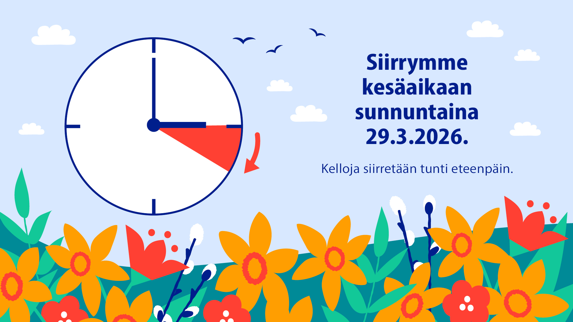 Siirrymme kesäaikaan 29.3.2026 (Kuva: LVM)